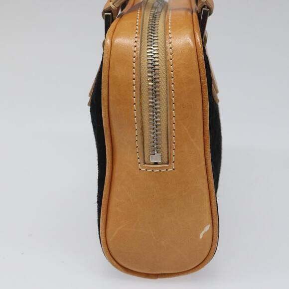 CELINE C Macadam Canvas Hand Bag Suede Leather Black Brown Silver - Picture 5 of 12